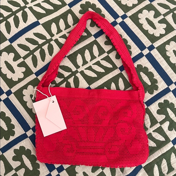 Sonderhaus Handbags - NWT Sonderhaus Nanita Fountain Crochet Bag in Ruby